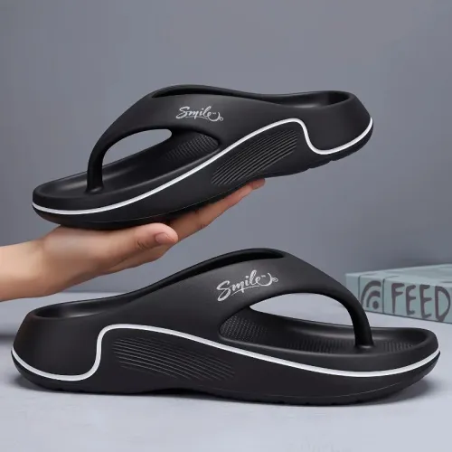 Men's Summer Beach Sandals Comfortable Slip-On Anti-Slip Odor-Resistant Soft Bottom Thong Slippers Trendy EVA Material