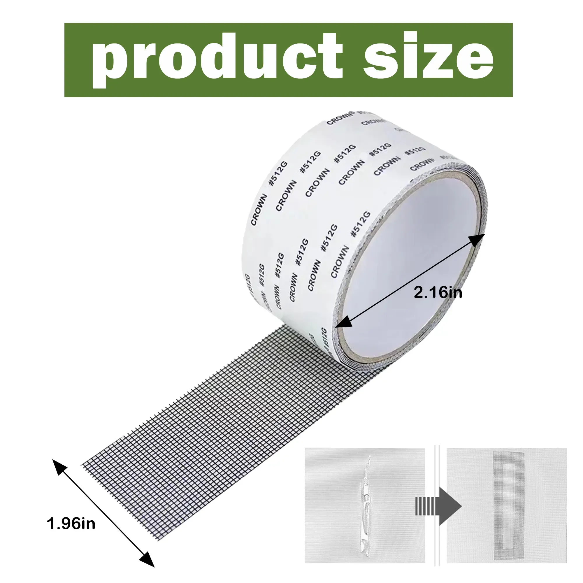 8PCS Gray Fiberglass Mesh Screen Repair Tape, Tear-Proof Adhesive Grid Tape for Windows, Mesh Doors, Pool Screens （2 inches x 79 inches—）