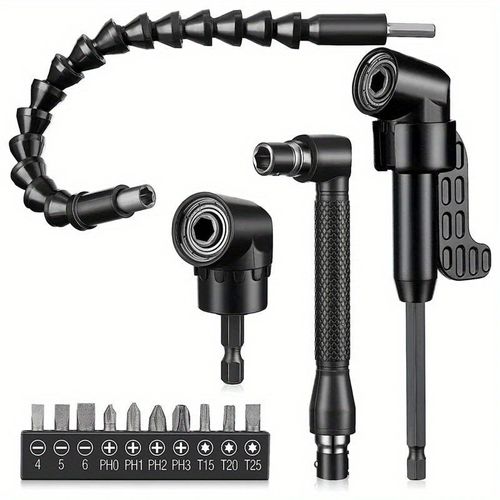 14PCS -Set Flexible Drill Extension Hex Shank Drill Nut Driver Bit Set Bendable Drill Bit Extension+Universal Socket Adapter+Screwdriver Bi