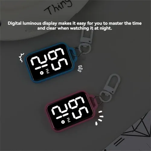 3Pcs LED Keychain Pocket Watch Digital Display Electronic Watch for Youngster Student Backpacks Keys Pendant Timepiece Present
