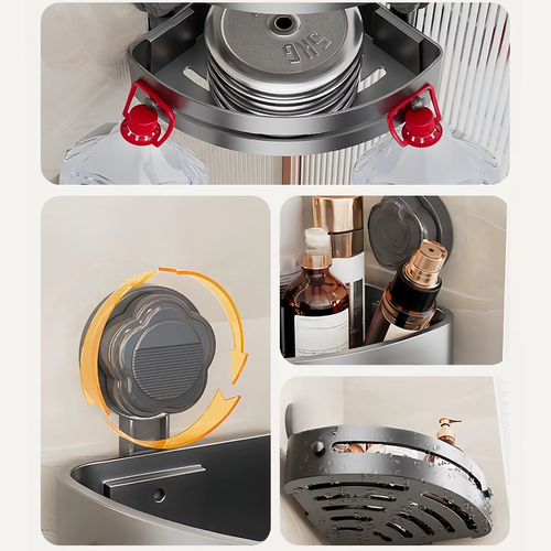 Drill-free Suction Cup Bathroom Shelf (Corner Model)