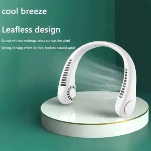 2026 Long endur New Mini Neck Mounted Fan Portable Bladeless Neck Rechargeable Air Cooler 3 Speed Mini Summer Sports Fan Outdoor