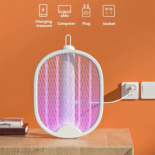 3000V Foldable Electric Mosquito Killer USB Rechargeable Fly Trap Mosquito Swatter Racket Insect Killer With UV Light Bug Zapper