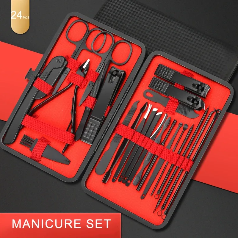 24pcs in 1 Professional Manicure & Pedicure Set - Travel-Ready Nail Care, Precision Clippers & Cutters, No Pow