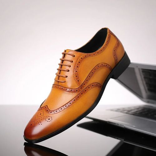 Men's lace up leather business shoes