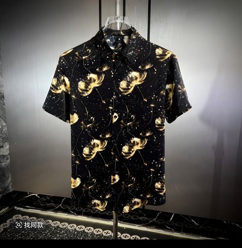 Fashionable Ice Diamond Flashing Short Sleeve Men's Shirt