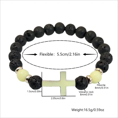 2Pcs Natural Luminous Stone Cross Bracelet