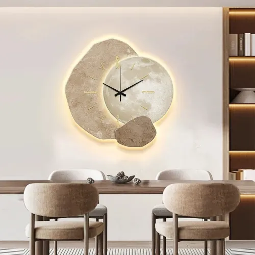 Lucky Stone Lamp Luxury Wall Clock Living Room Decoration Creative Wall Clock