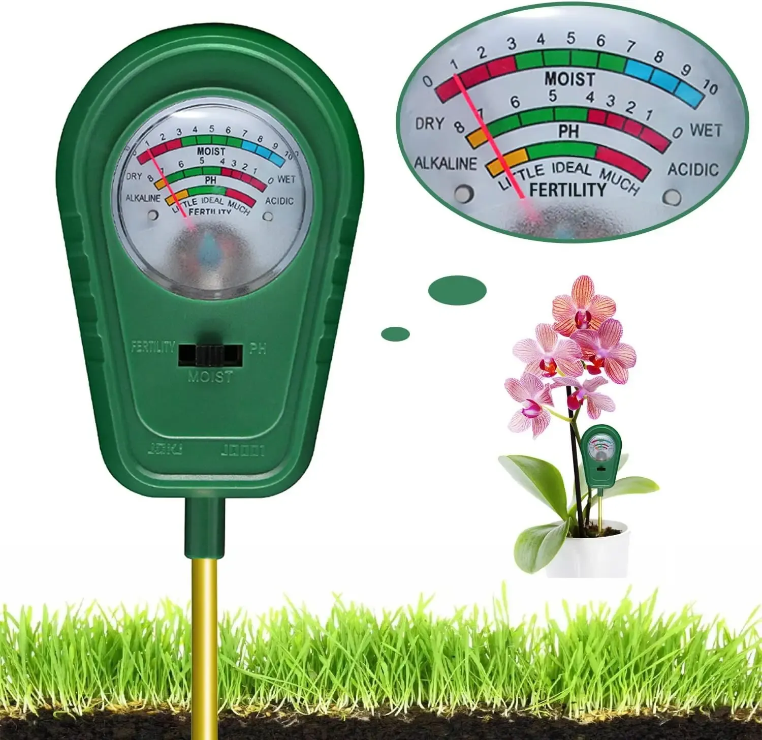 3-in-1 Soil Test Kit, Soil Moisture Meter Soil ph Meter Fertility Soil Tester, Soil Hygrometer for Garden, Farm House Plants