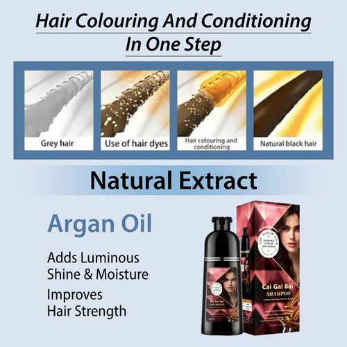 Hair coloring shampoo, suitable for both men and women, with herbal extracts for fast results.
