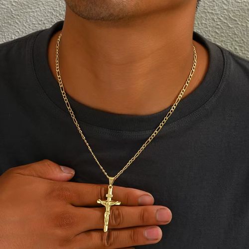 1 piece trendy vintage cross pendant necklace - individualistic, fashionable, minimalist, and unisex in a simple style.