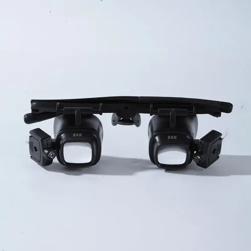 24X Head Mount Magnifier Headband Magnifying Glass Watch Jeweler Magnifier LED Lights Loupe Microscope