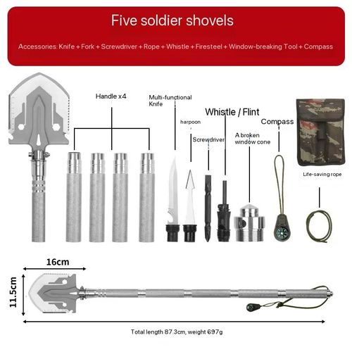 Multifunctional Shovel Folding Military Shovel Self-defense Outdoor Survival Supplies Set Garden Tools Camping Accessories