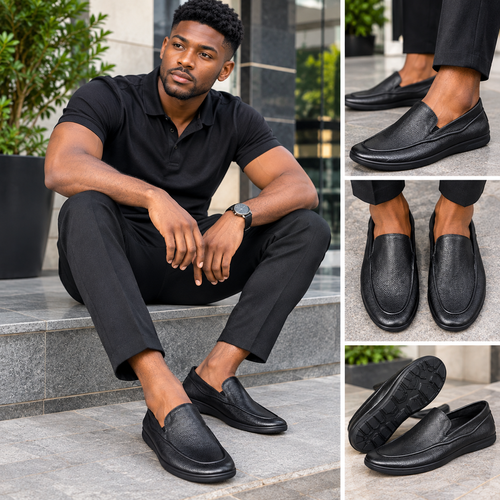 Men's soft-leather casual business shoes—breathable, thin-soled, and suitable for summer.