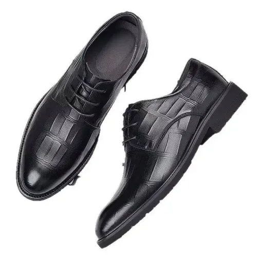 British Style Lace up Business Men's Casual Formal Leather shoes Men's Height increasing Single pu Shoes
