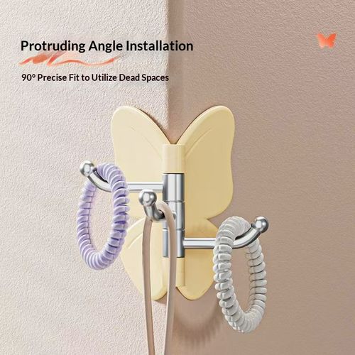 3Pcs Rotating 3-Hook Corner Caddy – Adhesive Wall Hooks for Keys, Bags & Accessories – Ideal for Door or Entryway