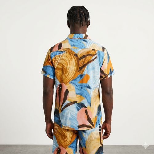 Short-Sleeve Floral Shirt Set