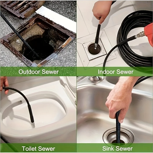 Heavy Duty 5800 PSI Sewer Jetting Kit - High Pressure Drain Cleaning Hose Set