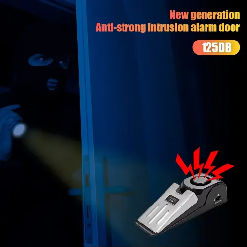 Door Stopper Alarm Portable  Wedge Security Floor Door Stops Adjustable Sensitivity for Home Dormitory Traveling