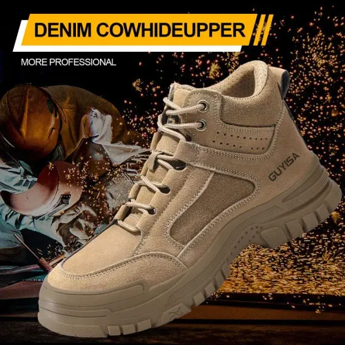 Safety Work Boots Anti-Scald Steel Toe Anti Smash Anti Puncture Wear Resistant Suede Protective Shoes Size 36-46