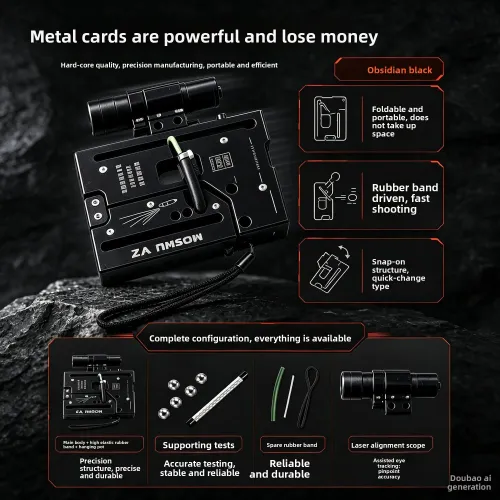 Metal MagaPivot Card EDC Pocket Fold Slingshot Card Portable High-Precision Launcher Aiming Specific Pullback Qutdoor Sport EDC