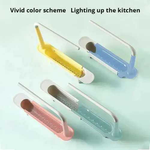 2pcs Multifunctional Telescopic Sink Storage Rack Upgraded Adjustable Sink Sponge Holder Expandable 2-in-1 For Home Kitchen