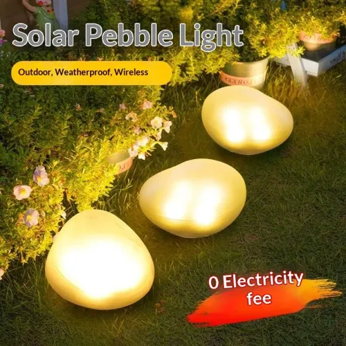 Easy Install Solar Garden Lights OutdoorLEDs IP65 Waterproof Solar Powered Stone Lights for Outdoor Pathway Decoration