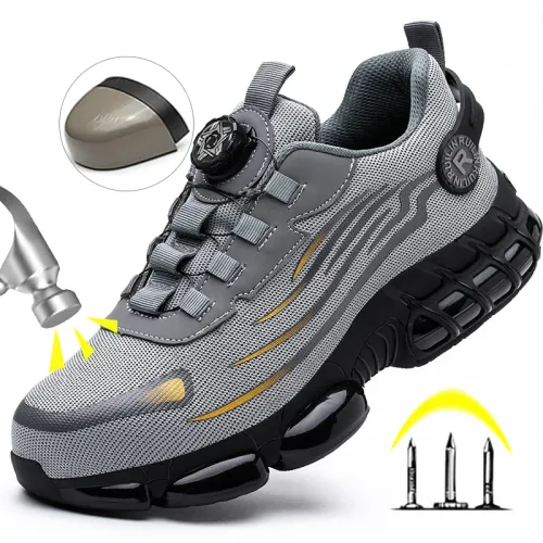 Mens Rotary Button Safety Shoes for Men Anti-impact and Anti-piercing Work Shoes