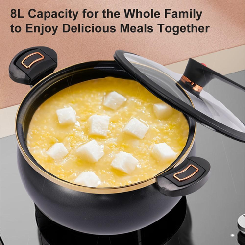 8L Ceramic Enamel Micro-Pressure Pot (28cm Large-Capacity Non-Stick Stew Pot)