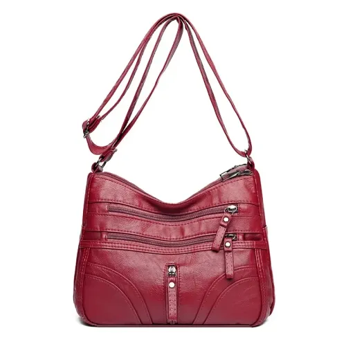 New fashionable soft leather women's crossbody bag, large capacity shoulder bag, multifunctional
