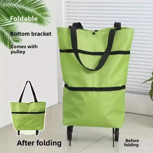 2-in-1 foldable shopping cart, shopping bag trolley and wheels, portable rolling handbag, shopping bag and wheels, waterproof tr