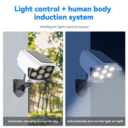 Solar-powered motion-sensing security light with human presence detection and simulated voice monitoring