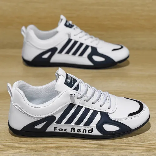 Casual Sports Shoes Slip-on Men Leather Shoes Flat Bottomed Skateboard Board Shoes Walking Travel Leisure Running Sneakers