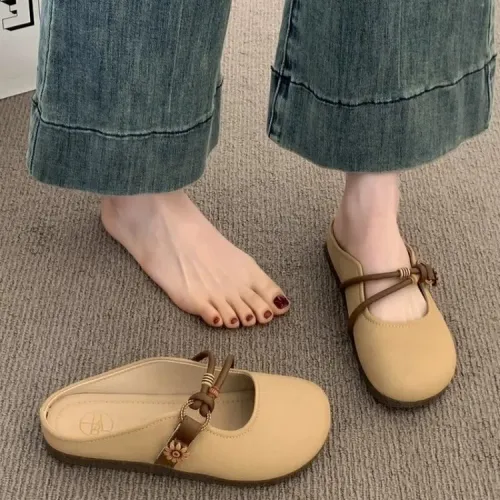 2026 New Summer Versatile Mary Jane Flat Sandals Women's Outdoor Woven Soft Sole Footwear