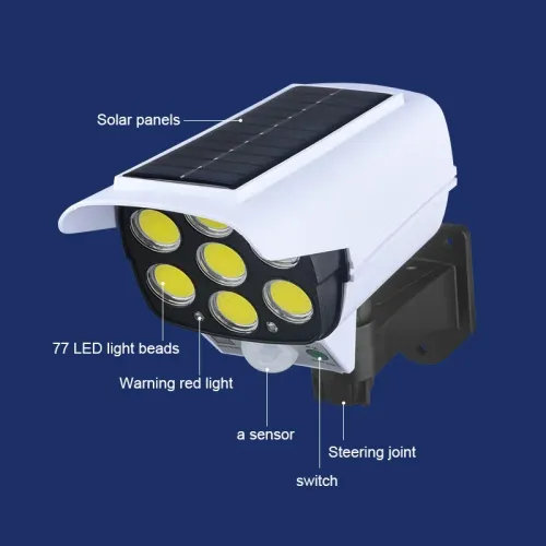 Dummy camera (not a surveillance camera) 3Modes Multi-angle Lighting Remote Control Solar Powered