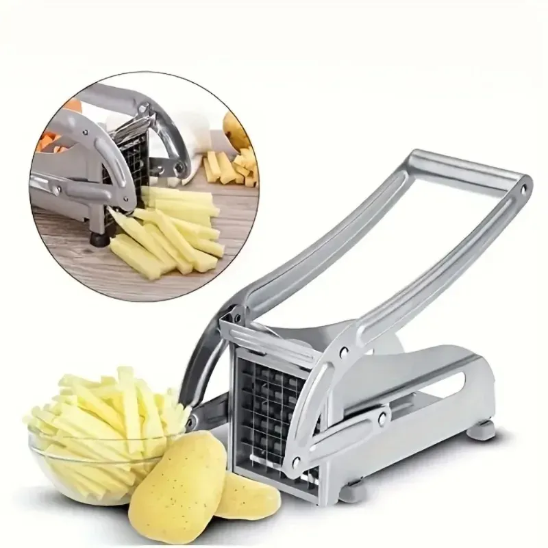 Household Stainless Steel Potato and Cucumber Slicer, Manual Press Type Multifunctional Fruit and Vegetable Cutter