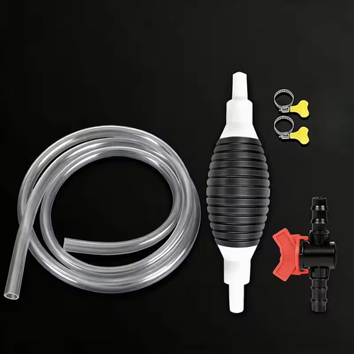 2pc portable siphon pump  manual fluid transfer pump (includes one hose,one pump,two clamps,one flow control valve)