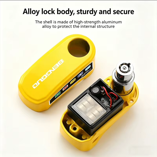 Motorcycle Bicycle Disc Lock Safety Protection Padlock Aluminum Alloy AntiTheft Alarm