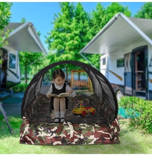 Outdoor camping mosquito net portable camouflage mosquito net tent waterproof sunshade automatic sleeping bag camping hiking