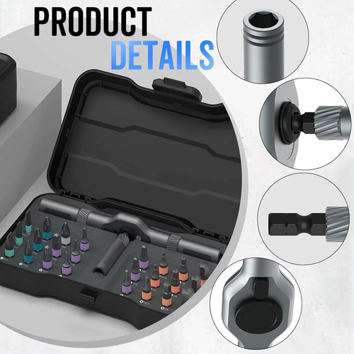 24in1 Multifunction Ratchet Screwdriver Set Multi Magnetic Bits Mini Repair Tool Kit Household Tool For PC & Desk Etc.