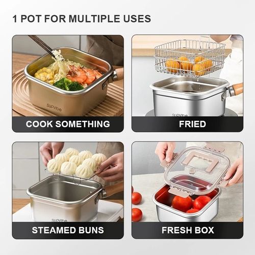 Made in Germany Multifunctional Portable Stainless Steel Japanese Deep Drain Fryer Tempura Deep Fryer