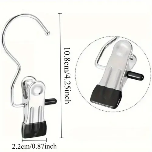 Stainless Steel Clothespins Laundry Clothes Pegs Hook Portable Hanging Clothes Clip Pants Socks Storage Clip