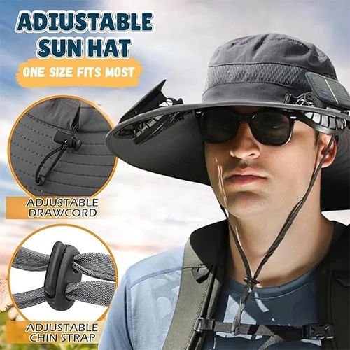Solar-Powered Double Fan Sun Hat – Wide Brim Outdoor UV Protection Fishing Cap