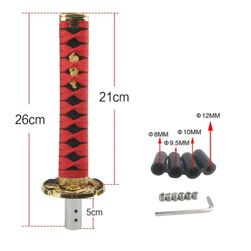 Universal Car Shift Knob, Katana Samurai Sword Metal Weighted Shifter 150mm 200mm 250mm, Fits Most Car Accessories