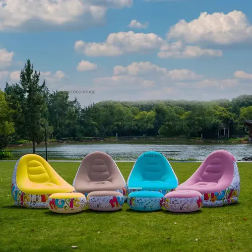 Home Bedroom Lazy Sofa Lounge Chair European Graffiti Inflatable Seatings Outdoor Camping Portable Chair Furniture
