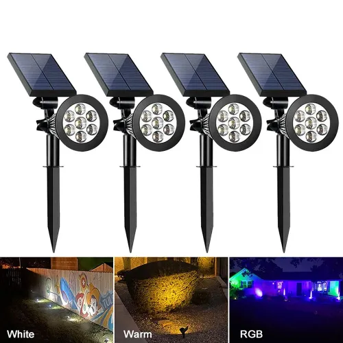 7-LED Outdoor RGB Solar Waterproof Spotlight — Garden Landscape Light (Suitable for Walls, Pathways, Trees, and Lawns)