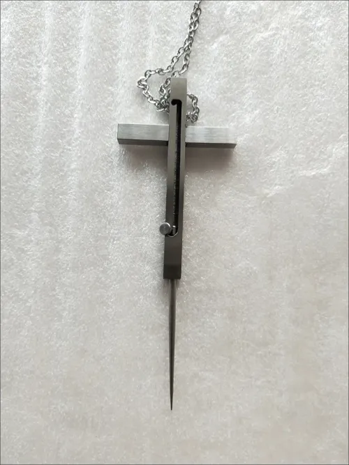 Stainless Steel Cross Toothpick Pendant Necklace Retractable Adjustable Length Push-pull Fruit Pick Exquisite Tooth Cleaning