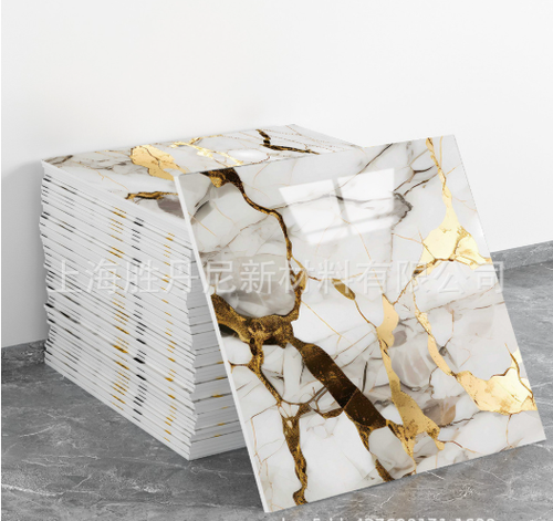 10pcs Faux Marble Gilding 3D Waterproof Self-Adhesive Wall & Floor Stickers