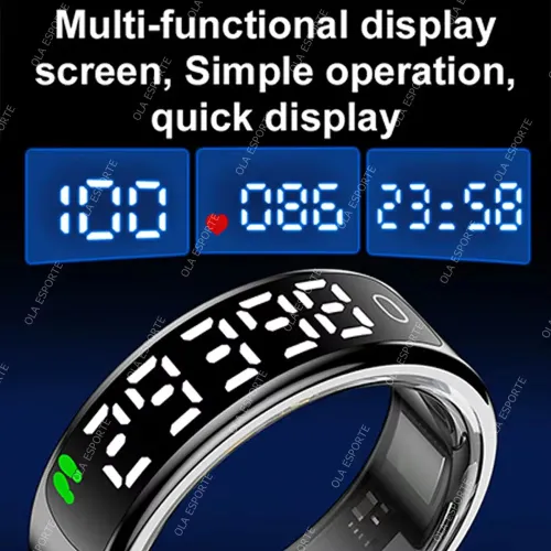 2026 New  Smart Ring Men Women LED Display Screen Heart Rate Blood Oxygen Monitoring
