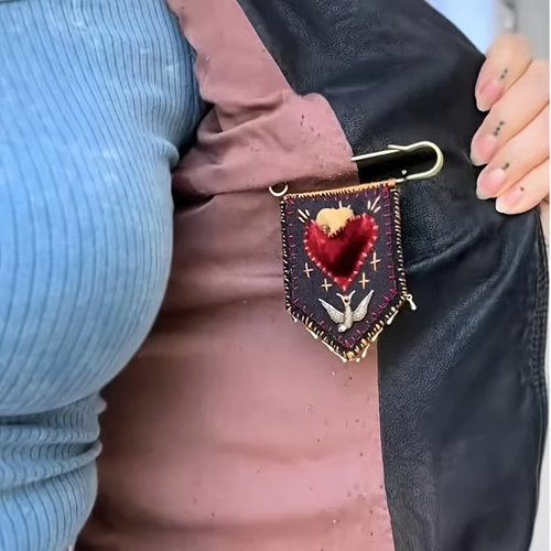 Hand-Embroidered Hope Protection Pocket Brooch